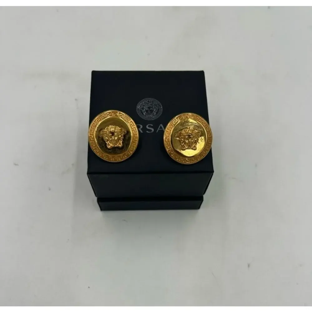 Women's Versace Medusa tribute gold pierced earrings made in Italy